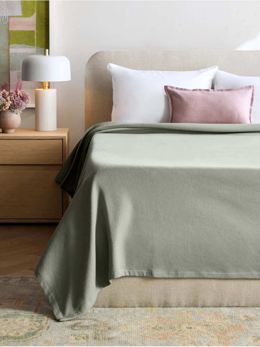 New Quince Luxury Organic Cotton Bed Blanket King - Dried Sage MSRP $99.90